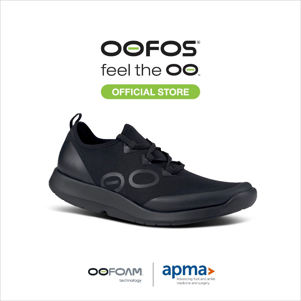 OOFOS OOMG Men's Sport Lace Black - รองเท้าเพื่อการฟื้นฟู