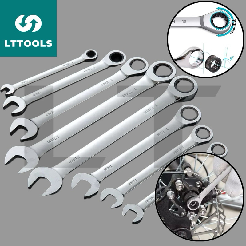 ประแจแหวนข้าง ปากตาย ฟรี แหวนก๊อกแก๊ก คอตรง/พับไม่ได้ เบอร์ 8-24 mm CR-V