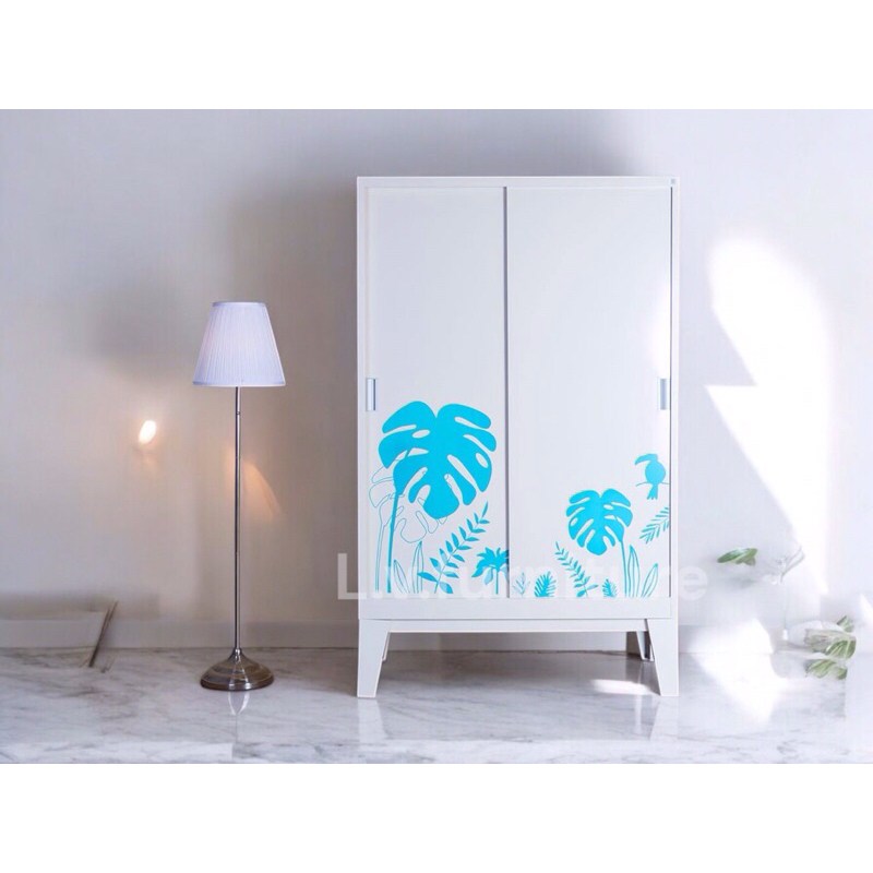 ตู้เสื้อผ้าเหล็กประตูบานเลื่อนทึบ พร้อมขา กว้าง120 ซม. ยี่ห้อ KIOSK