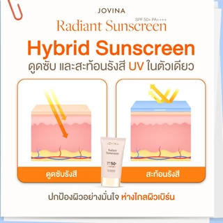 ครีมกันแดด Jovina Radiant Sunscreen SPF 50+ PA++++ ปกป้องผิวจากแสงแดดและฝุ่น PM2.5 ขนาด 30ml