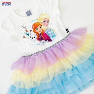 Disney ชุดเดรสกระโปรงเด็กผู้หญิง ลายเจ้าหญิงโฟรเซ่น เอลซ่า แอนนา ผ้าCotton 100% สินค้าลิขสิทธิ์แท้ Characters Studio