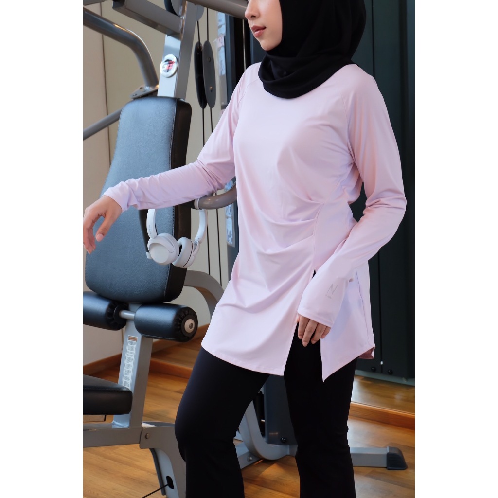 Modest active top 01 เสื้อออกกำลังกายรุ่นแรกของ N Able เนื้อผ้าดี กัน uv ดีไซน์สวย ปิดสะโพก