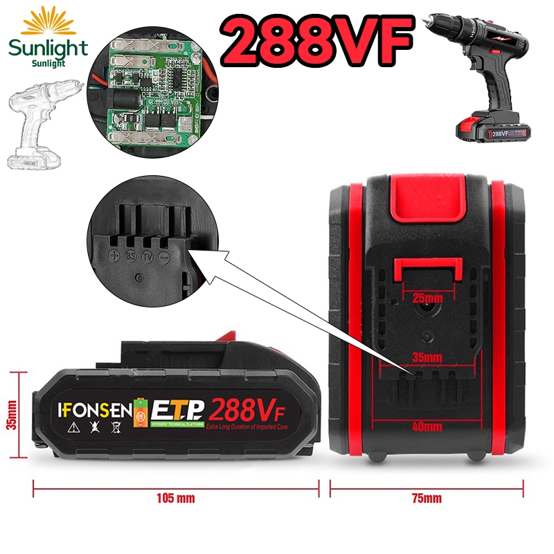 แบตเตอรี่เครื่องตัดหญ้าไฟฟ้า 288VFแบตเตอรี่ลิเธียม แบตเครื่องตัดหญ้าไร้สาย, สว่านไร้สาย