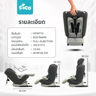 มาใหม่ 33 สี ปังๆ !! Fico คาร์ซีทเด็ก รุ่น Monty2 เพิ่มการรับประกัน 5 ปีเต็ม หมุน 360 องศา (แรกเกิด ถึง 12 ปี)