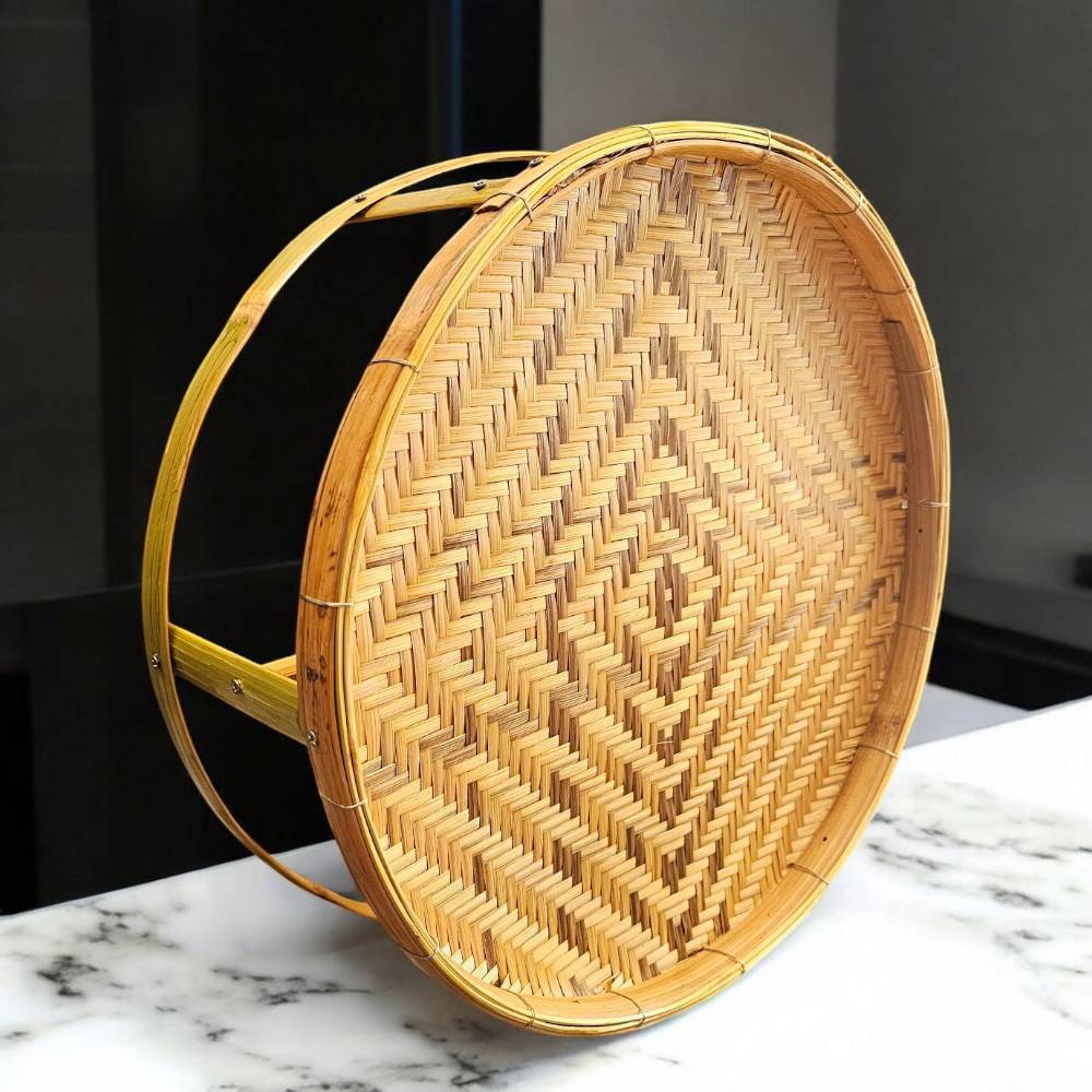 ขันโตกไม้ไผ่ 14 นิ้ว ขันโตก ขันโตกเสิร์ฟอาหาร ใช้ทานอาหาร แต่งบ้าน แต่งร้าน (ส่งทุกวัน) - รูปที่ 3