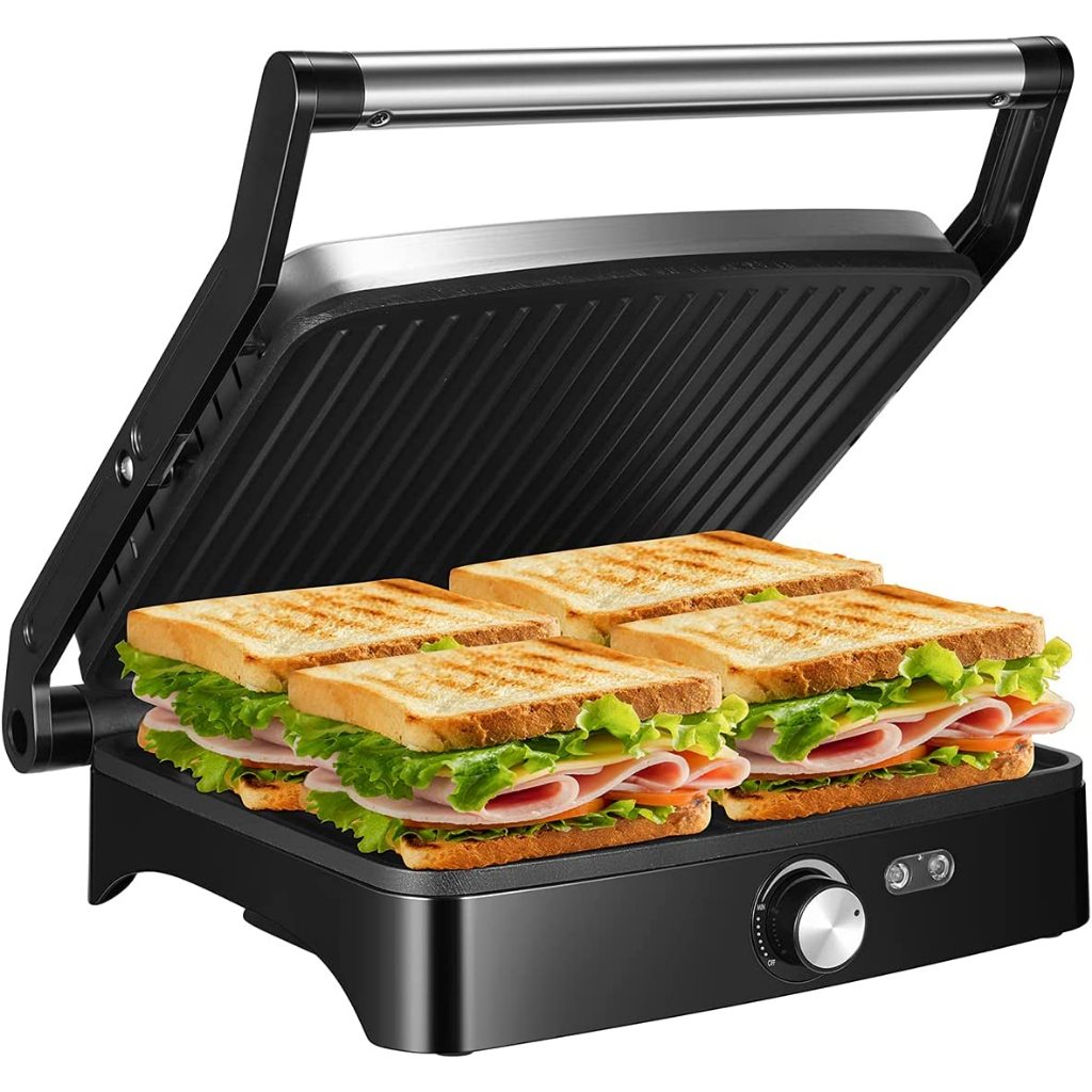 Panini Press Grill Indoor Grill Sandwich Maker with Temperature Setting, 4 Slice Large Non-stick Versatile Grill - รูปที่ 2