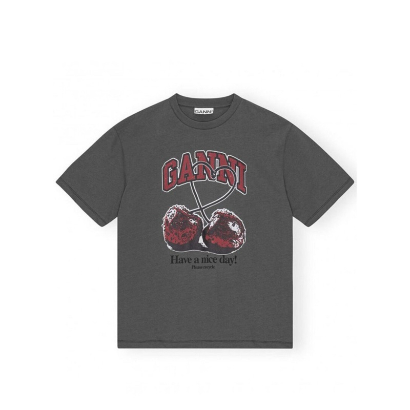 Ganni Future Heavy Cherry Drop Shoulder T-shirt