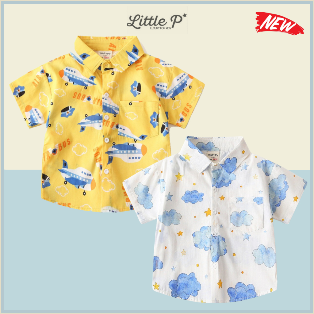 🌟🇹🇭 ส่งด่วน🌟 ใหม่ ! เสื้อเชิ้ตเด็กชาย เชิ้ตแขนสั้นเด็กชาย  อายุ​ 1-8 ปี By Little.P