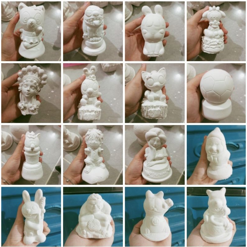 ตุ๊กตาระบายสีปูนปลาสเตอร์ ขนาด 3-3.5นิ้ว ตุ๊กตาปูนระบายสี ลายใหม่