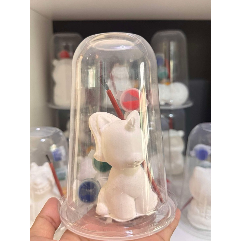 ปูนปลาสเตอร์พร้อมสีและพู่กัน คละแบบ 1 แก้ว ‼️คละแบบ ‼️คละลาย