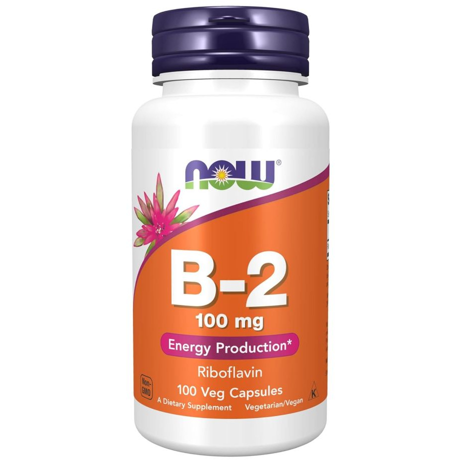 Vitamin B2 NOW Foods Supplements, Vitamin B-2 (Riboflavin) 100 mg, Energy Production*, 100 Veg Capsu