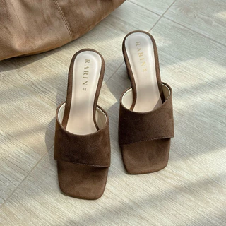 Rarin รุ่น [ Camel ] 36 - 41 รองเท้าส้นสูง 2.5นิ้ว หนังกลับ **เท้าอวบ/เท้ากว้าง เพิ่ม 1 ไซส์**