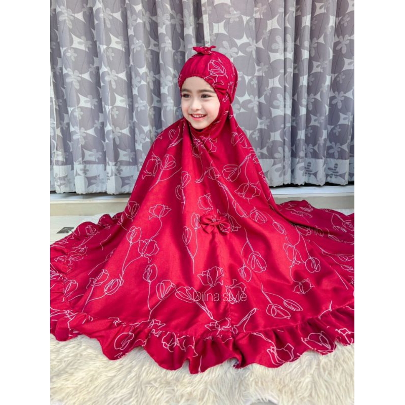 ผ้าละหมาดเด็กลายดอกทิวลิปทั้งตัวน่ารักๆใส่สบาย
