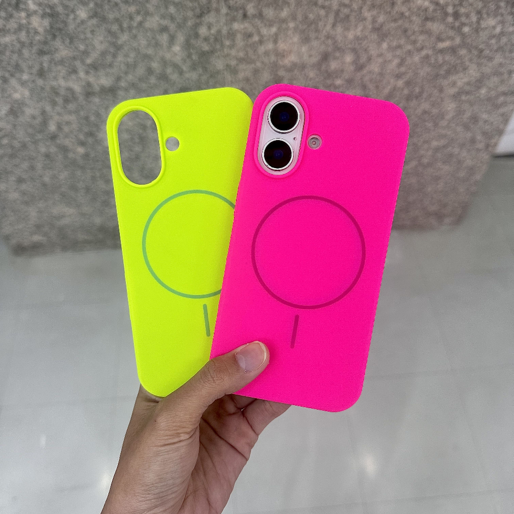 เคส Silicone Magnetic แม่เหล็ก สีนีออน ชมพู-เขียว บุกำมะหยี่-สีพื้น เคสซิลิโคน TPU