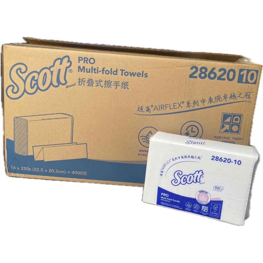 🔥ส่งด่วน🔥 กระดาษเช็ดมือแบบแผ่นรุ่น SCOTT® AIRFLEX Multi-Fold Towel 1 ลัง (16 ห่อ) - 28620B