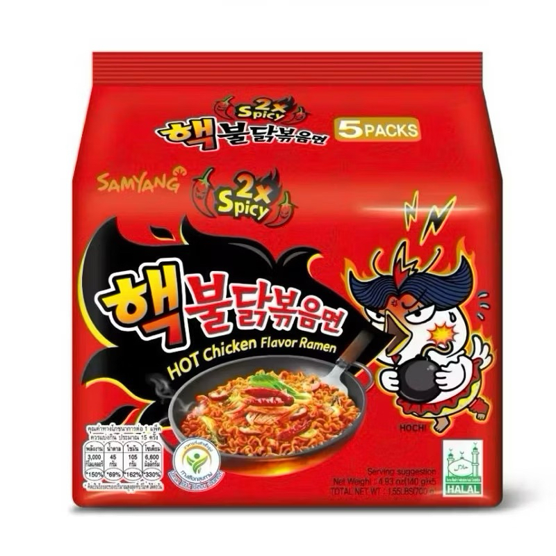 มาม่าเกาหลี ซัมยัง samyang เเดง*2 ยกแพ็ค (5 ซอง) มาม่าเผ็ดเกาหลี