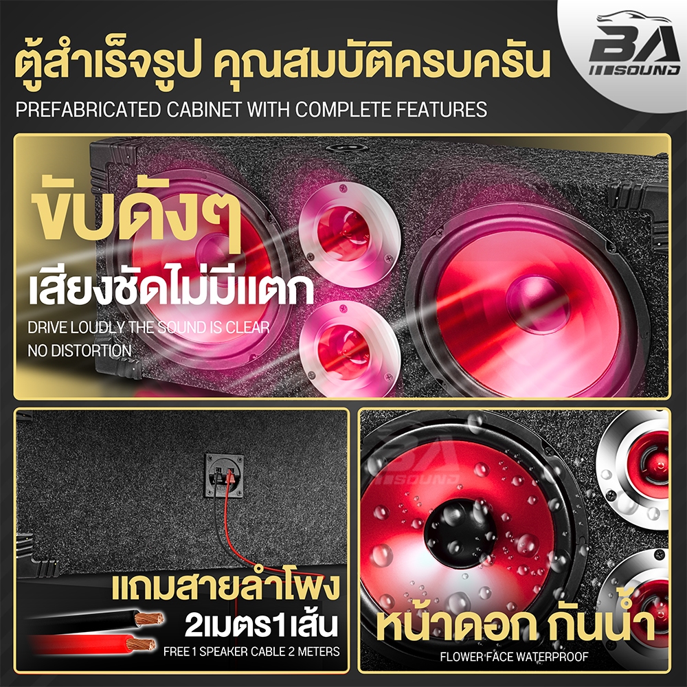BA SOUND ตู้ลำโพงสำร็จรูป 8นิ้ว 1500W มีให้เลือก 2สี แถมสายลำโพงฟรี 2M ตู้ลำโพง 8 นิ้ว ตู้ลำโพงบ้าน เครื่องเสียงรถยนต์ - รูปที่ 2