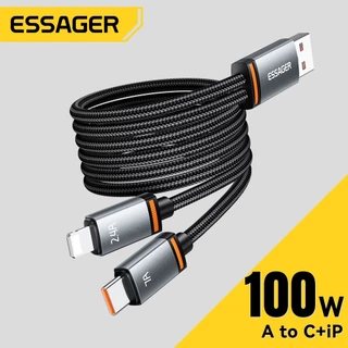 Essager 100W 7A สายเคเบิลข้อมูลหนึ่งถึงสอง A-C+C/A-C+L for ip Huawei oppo redmi