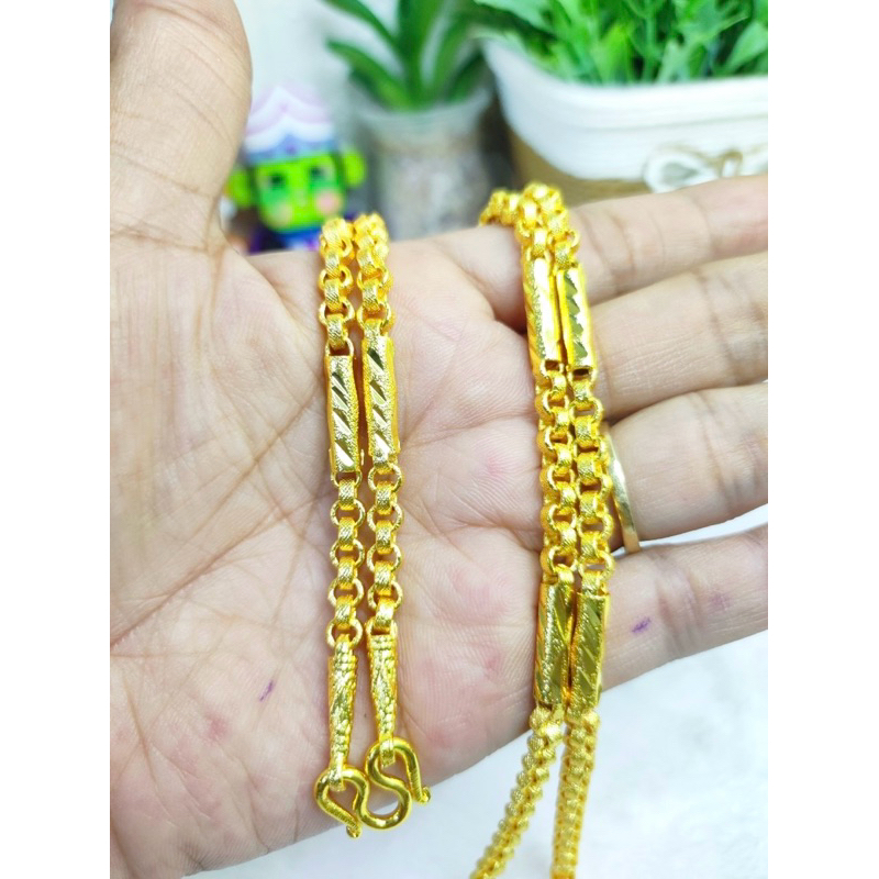 สร้อยคอลายทาโร่สลับปล้องหนัก2บาท งานตัดลายพ่นทราย แถมฟรีตะขอเพิ่ม1ชิ้น งานตันแน่นทองหุ้ม