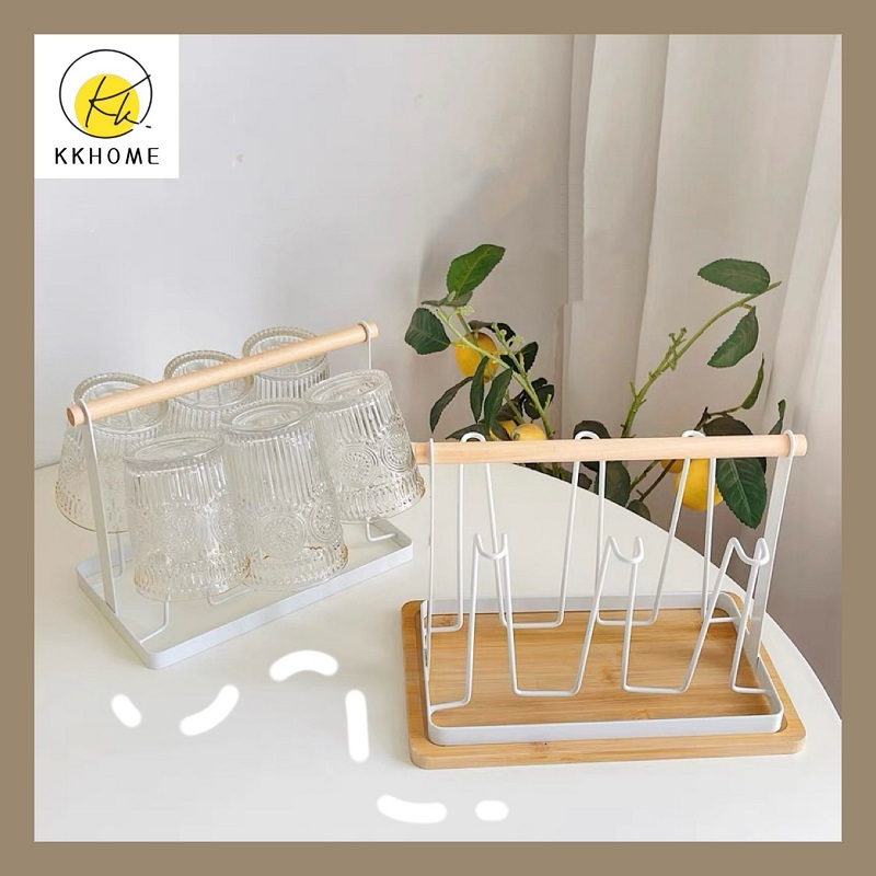 KKHOME ที่วางแก้วบ้าน แนวมินิมอล ที่คว่ําแก้ว ที่คว่ำแก้วเหล็ก 6 ใบ เหมาะกับการตกแต่งบ้าน คุณภาพดี ทนทาน