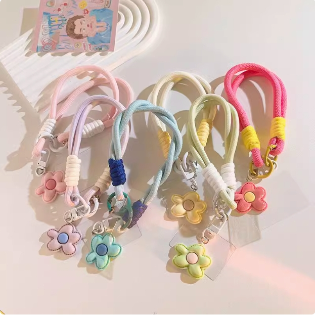 สายคล้องโทรศัพท์มือถือ สายคล้องข้อมือโดพามีน เคสโทรศัพท์ลายดอกไม้สีสันสดใส จี้สายคล้องโทรศัพท์สั้น