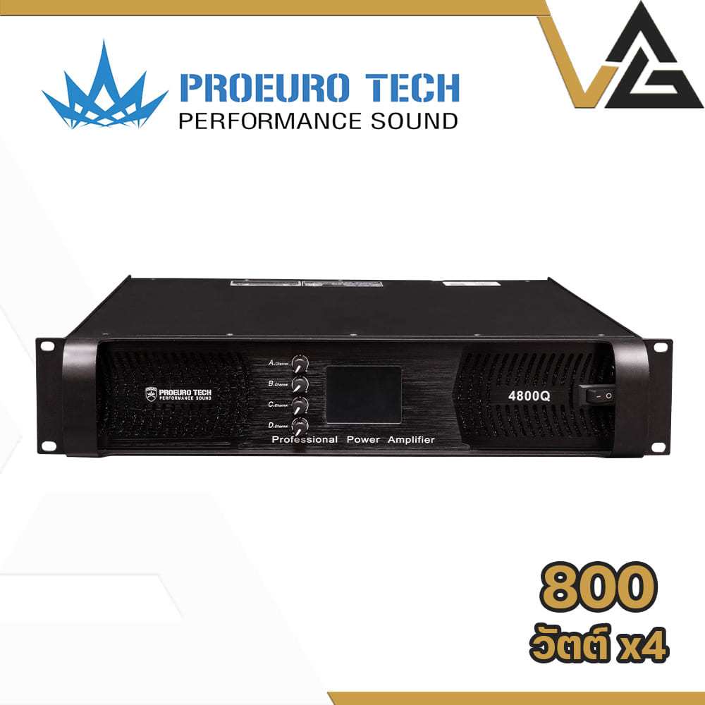 PROEURO TECH 4800Q เพาเวอร์แอมป์ 4CH กำลังขับ 800W x4 สมดุลเสียงดี เหมาะสำหรับงานเครื่องเสียงมืออาชี