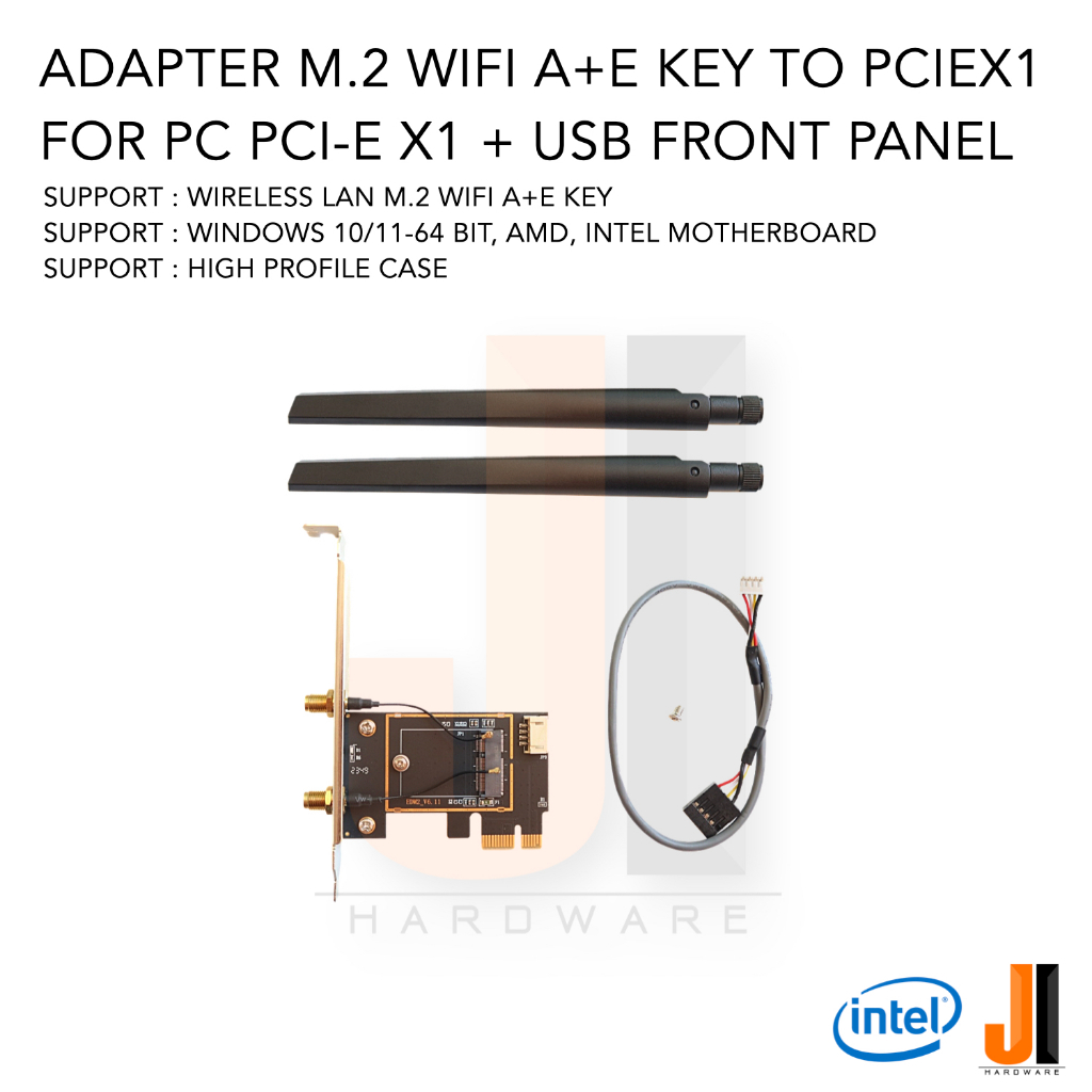 Adapter M.2 Wifi (A+E Key) to Pcie X1 + USB front panel No LP Plate (ของใหม่มีการรับประกัน)ใช้ได้กับ