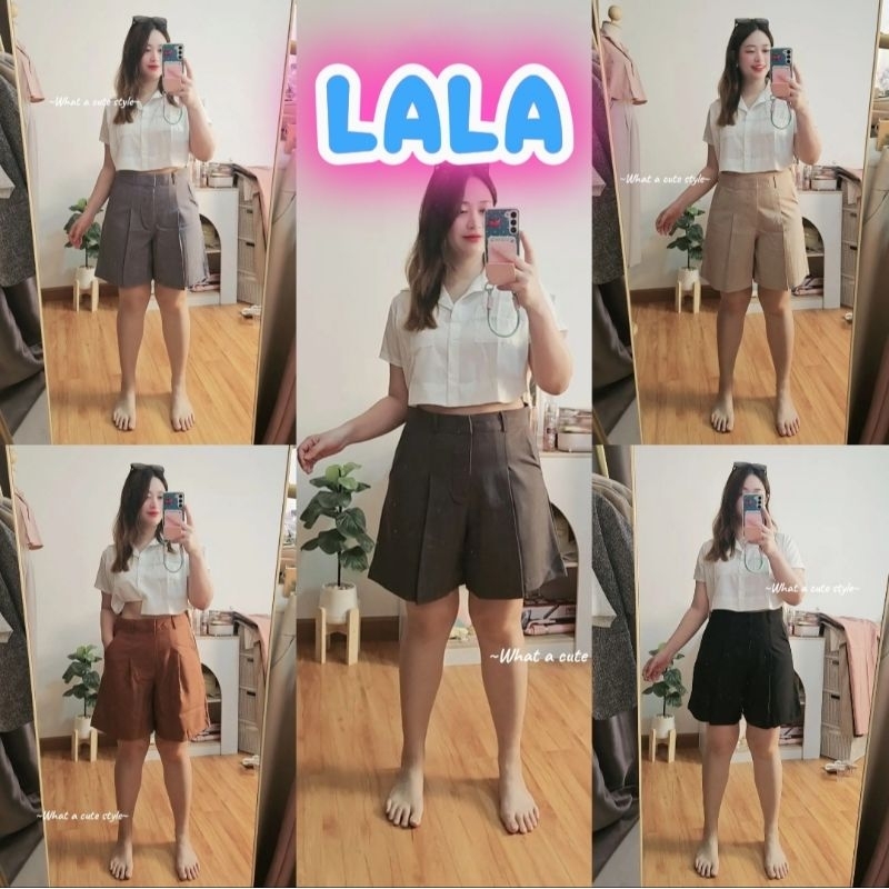 LALA ♡ ลาล่า⭐️S-7XL กางเกงขาสั้นทรงผู้ดี *ผ้าไม่ต้องรีด* สวยสุภาพไม่สั้นมาก ทรงA เอวสูง กางเกงสาวอวบ
