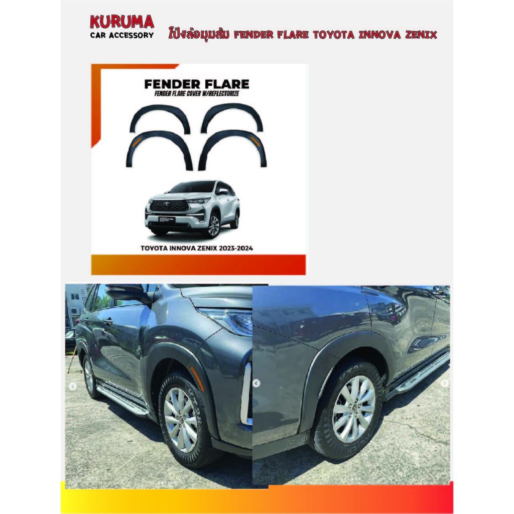 โป่งล้อมุมส้ม Toyota innova zenix Fender Flare toyota innova zenix 23-25