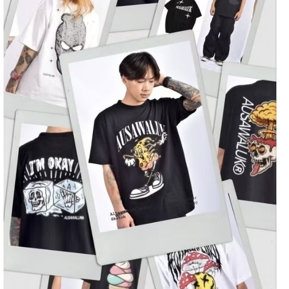 เสื้อยืดสกรีนแขนสั้น Oversize ลายสตรีท AUSAWALUK✨🔥 เสื้อผู้ชาย/ผู้หญิง