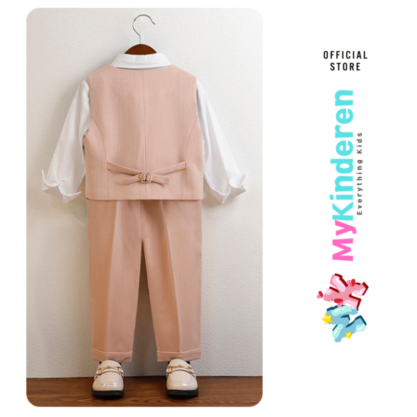 S21 พร้อมส่ง🇹🇭ทันที 🚚(สีชมพูโอรส)ชุดสูทเด็กกั๊ก แฟชั่นใส่ออกงาน เด็กผู้ชาย เรียบหรู ดูแพง ไฮโซ Kids Boys Suit Vest Pants - รูปที่ 3