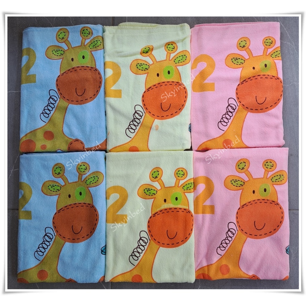 ผ้าเช็ดตัวลายยีราฟ ขนาด 60x120cm ผ้าเช็ดตัวเด็กนาโน พร้อมส่งจากไทย AAA