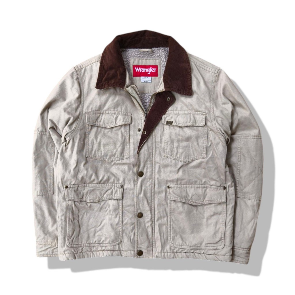 Wrangler Khaki Brown Sherpa Trucker Jacket รอบอก 43”