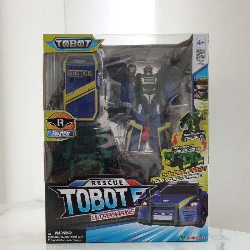 Tobot Rescue P Ultramarine หุ่นยนต์แปลงร่าง 2 ตัว รถตำรวจ ตำรวจ รถเทรลเลอร์ Young Toys