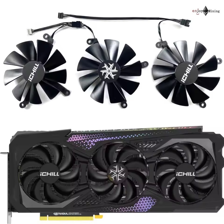 พัดลมการ์ดจอ INNO3D GeForce RTX 4080 4080S 4090 4090D iCHILL X3 Graphics Card Replacement Fan CF-129
