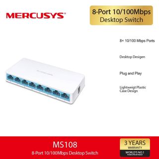 Mercusys MS108 8-Port 10/100Mbps Desktop Switch เดสก์ท็อปสวิตช์