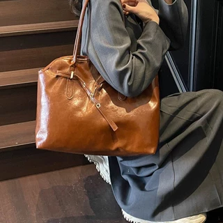 Fashion กระเป๋าสะพายไหล่ หนังPU ความขุขนาดใหญ่ ย้อนยุค สไตล์วินเทจ พร้อมส่งในไทย B-997