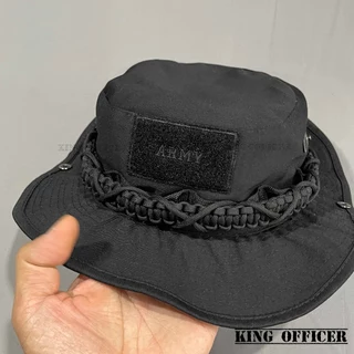 หมวกปีกท.พราน ปีกสั้น สีดำ ถักเชือก พาราคอร์ด ติดอาร์ม ท.พราน จู่โจมท.พราน (B31A)