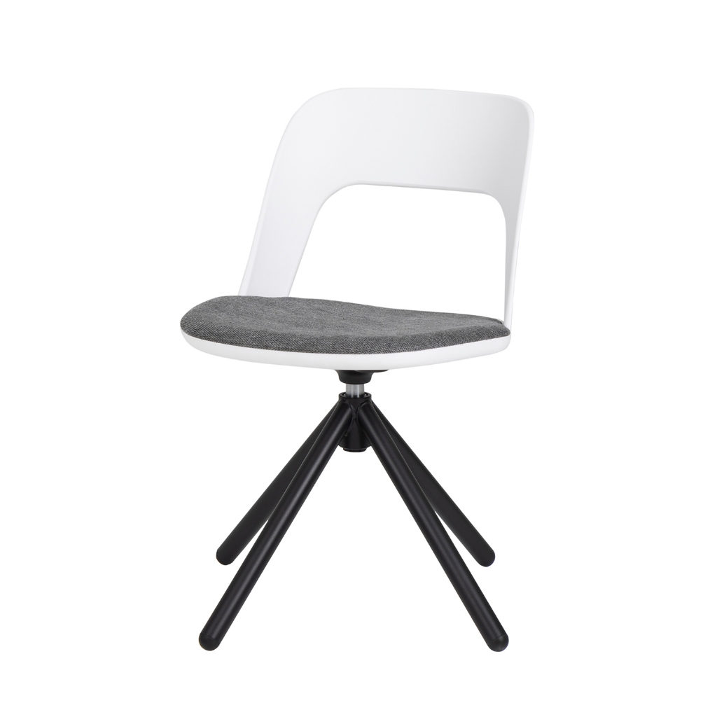 Modernform เก้าอี้อเนกประสงค์ รุ่น VELA เบาะผ้าเทา พนักพิงพลาสติก ขาเหล็กสีดำ - รูปที่ 2