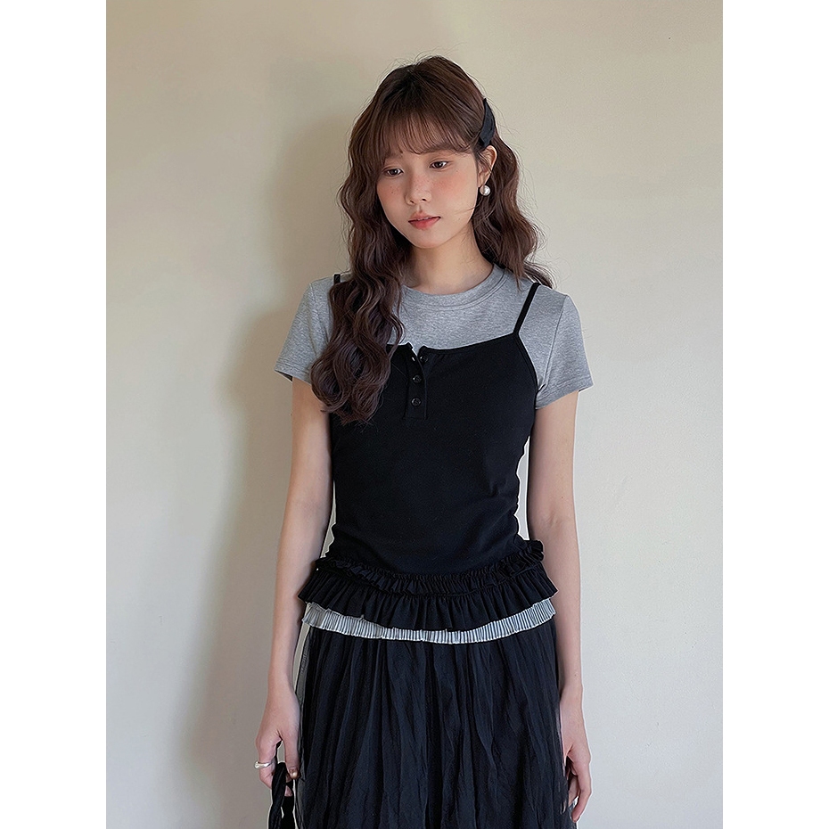(พร้อมส่ง) Clothestoryy - Roen Camisole เสื้อสายเดี่ยวระบายปลาย // Sweet Dream Tee เสื้อยืด