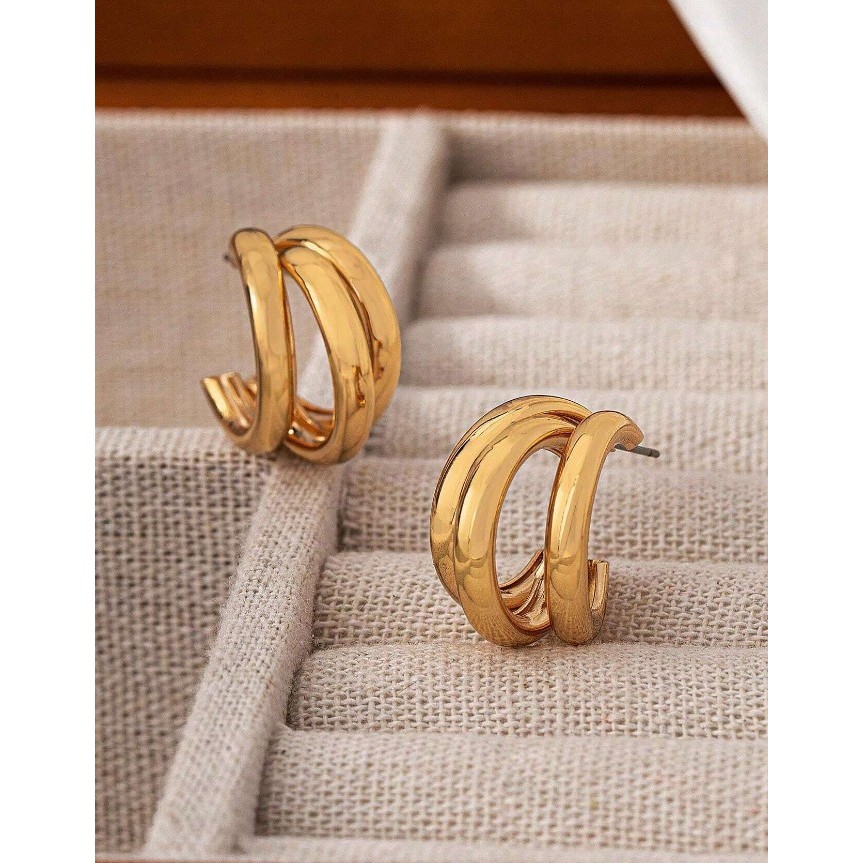 KYM.vibes - triplet earrings ต่างหูมินิมอล ต่างหูสแตนเลส
