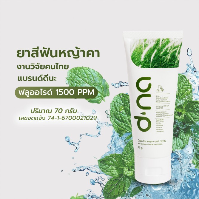 ( 1 หลอด )ยาสีฟัน แบรนด์ดีนะ : d na ยาสีฟัน สมุนไพรระดับพรีเมี่ยม ซิงค์แลตเตตฟลูออไรด์ 1500 PPM สูตรเผ็ด (1หลอด 70กรัม)