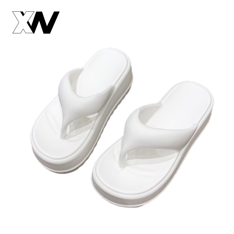 XWbrand  NEW รองเท้าเสริมส้นแฟชั่นผู้หญิง สวย เบา นิ่มสบาย รองเท้าเสริมส้นยางEVA หูหนีบน้ำหนักเบา พื้นนิ่ม ใส่สบาย