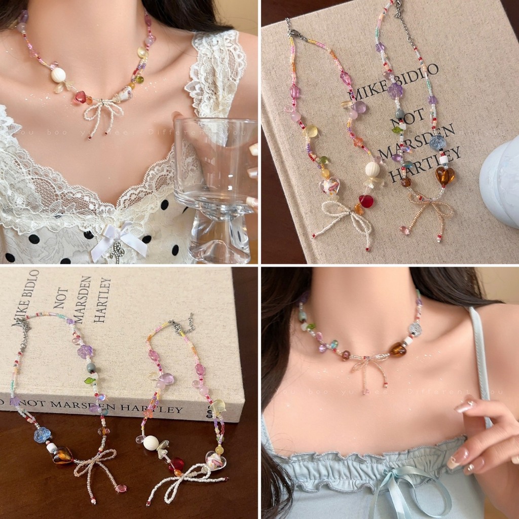 พร้อมส่ง! สร้อยคอลูกปัดสไตล์เกาหลี ดีไซน์เก๋ไก๋ น่ารัก สีพาสเทล สดใส ไม่ซ้ำใคร พรีเมียม เนื้องานเกาหลี วัสดุคุณภาพดี