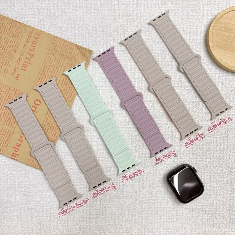 ZMZ-สายนาฬิกา Smartwatch สายแม่เหล็กคลื่นสีทูโทน สไตล์แฟชั่น ขนาด 38/40/41/(S10)42mm 42/44/45/46/49m