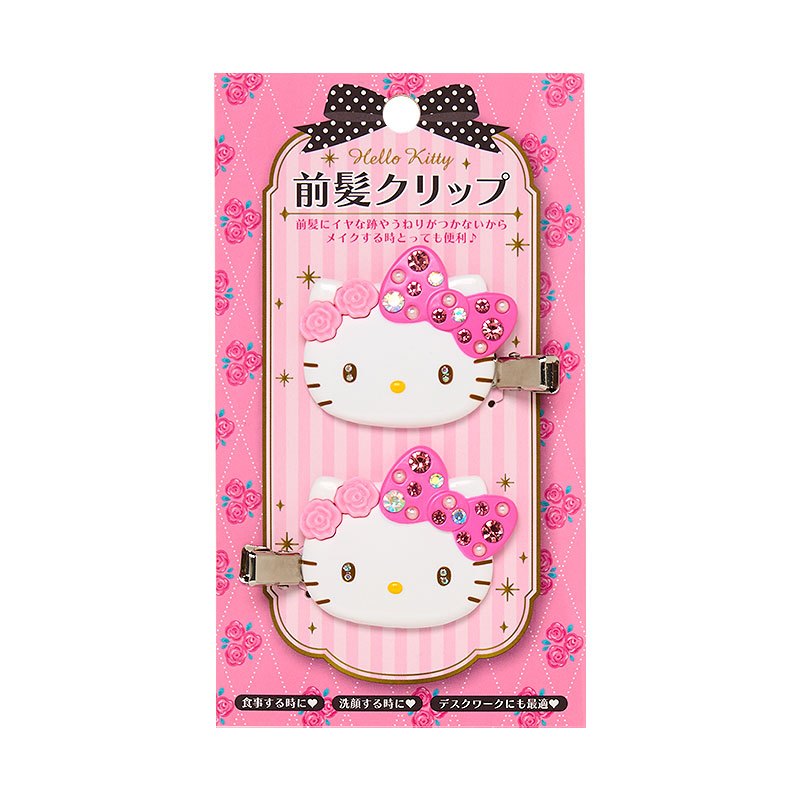 ของแท้นำเข้าจากญี่ปุ่น กิ๊บติดผม กิ๊บเพชรรุ่นใหม่ กิ๊บซานริโอ้ Kt Pink HelloKitty ประมาณ 5.3 ซม. x ล