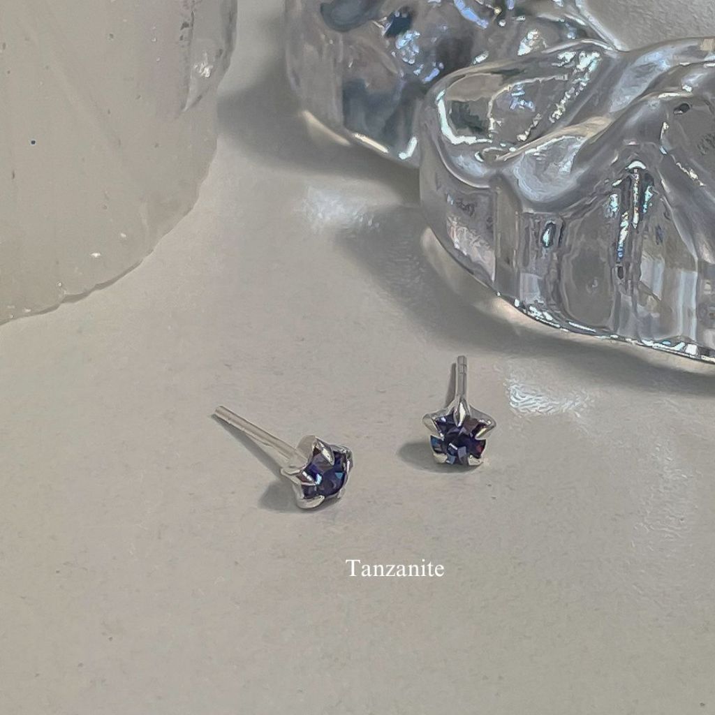 SissyJewelry // ต่างหูเงินแท้ รุ่น gem round stud (4mm) พลอยกลม4mm รูปที่ 5