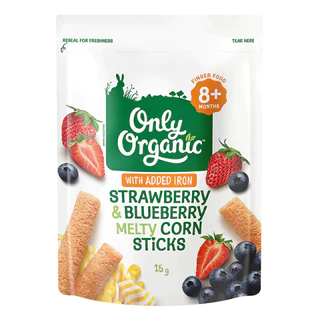 Only Organic ขนมข้าวโพดแท่งออร์แกนิค สำหรับเด็กวัย 8+ เดือนขึ้นไป
