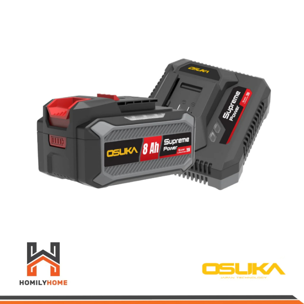 OSUKA เซ็ตก้อนแบต 20V 8.0Ah พร้อมแท่นชาร์จ 4.0A Supreme Power รุ่น OCB-208-4A แบตเตอรี่