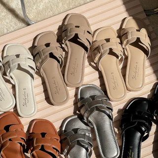 LUCKY&SHOES รองเท้าแตะ  รุ่น Hannad หน้าตัว H แบบใหม่ เรียบหรู ดีไซน์เก๋ เก็บเท้าสวย มี 7สี รหัส L-112